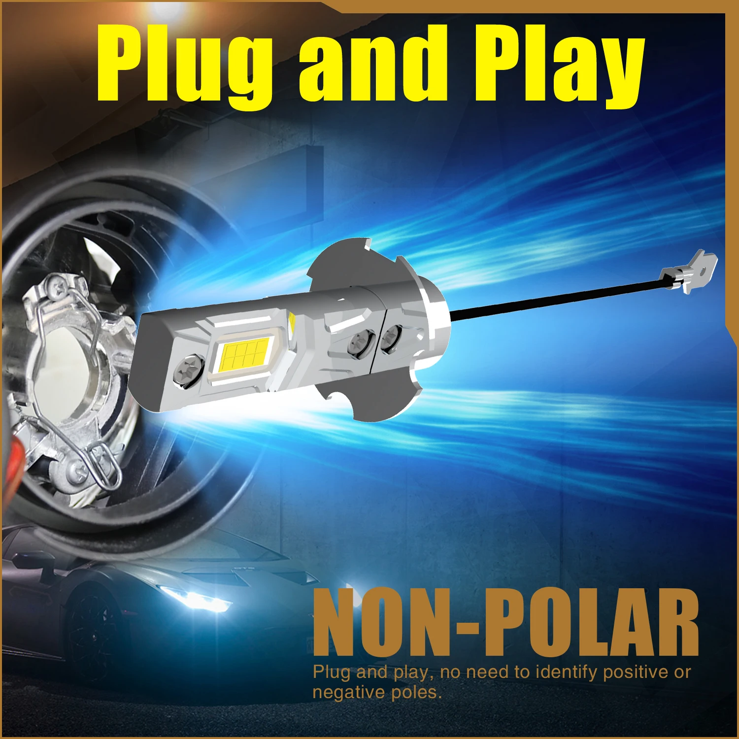 2개 H3 PK22s LED 헤드라이트 전구 고출력 초고휘도 12V 55w 100w 자동차 터보 다이오드 화이트 모토 안개등 어댑터 불필요