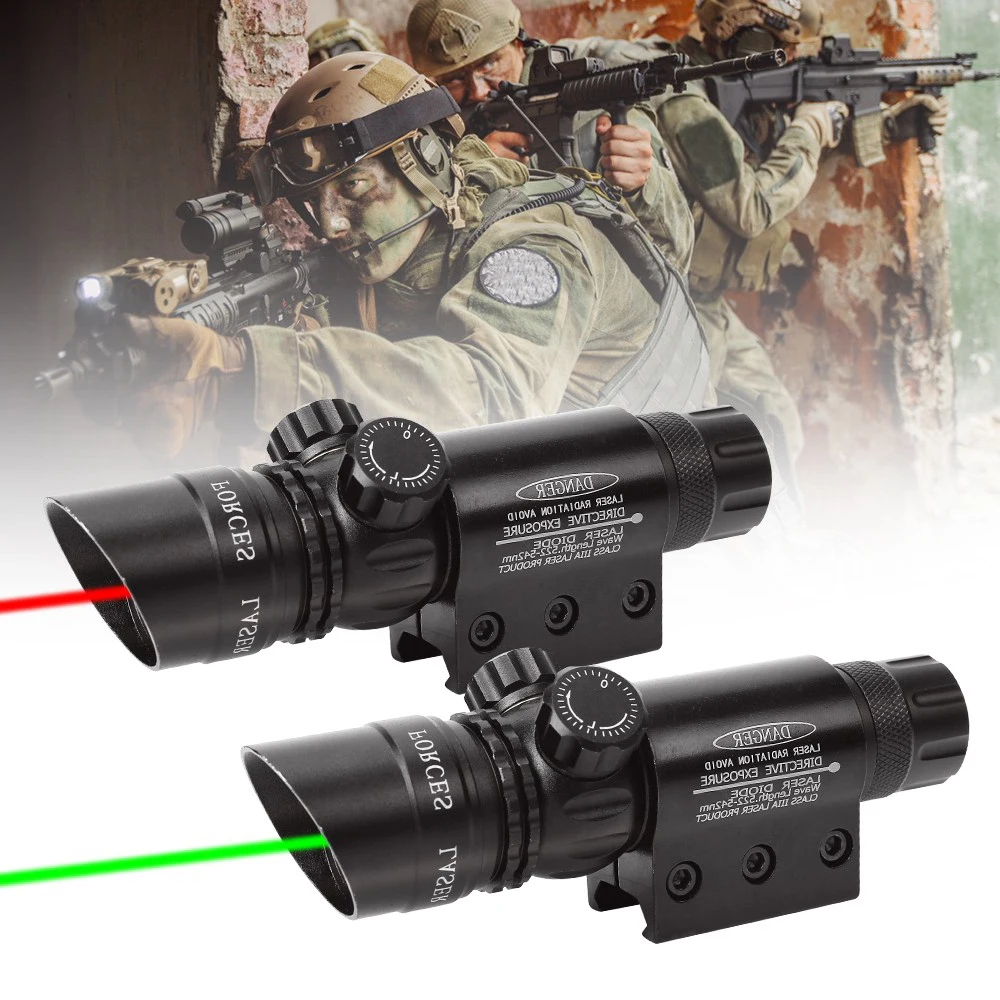 Tactical Laser Sight Green Red Dot Laser Adjustable Pointer Red Dot Rifle Scope with Remote Press Switch Hunting Accessory