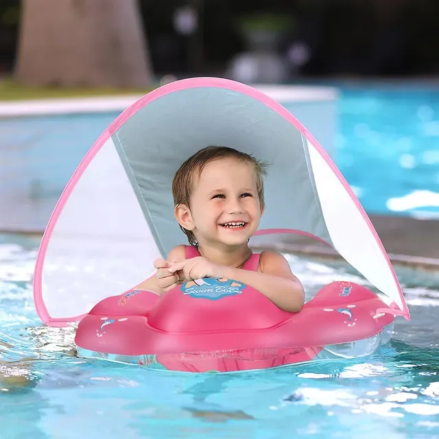 Flotteur de natation gonflable pour bébé, avec auvent, anneau pour bébé, accessoires de piscine pour enfants, jouets de bain circulaires d'été 1