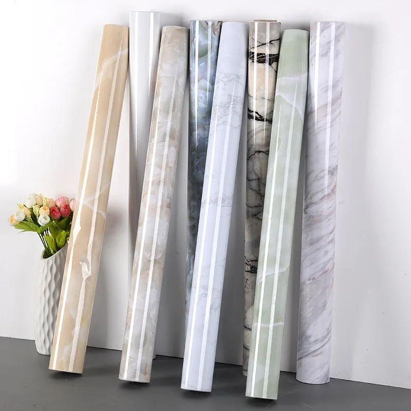 Marble Wallpaper for Walls In Rolls Wall Decorative Vinyl Waterproof Oil-proof PVC Self Adhesive Kitchen Countertop Wallsticker 1roll waterproof mold proof adhesive tape durable use pvc material kitchen bathroom wall sealing gadgets 3 2m