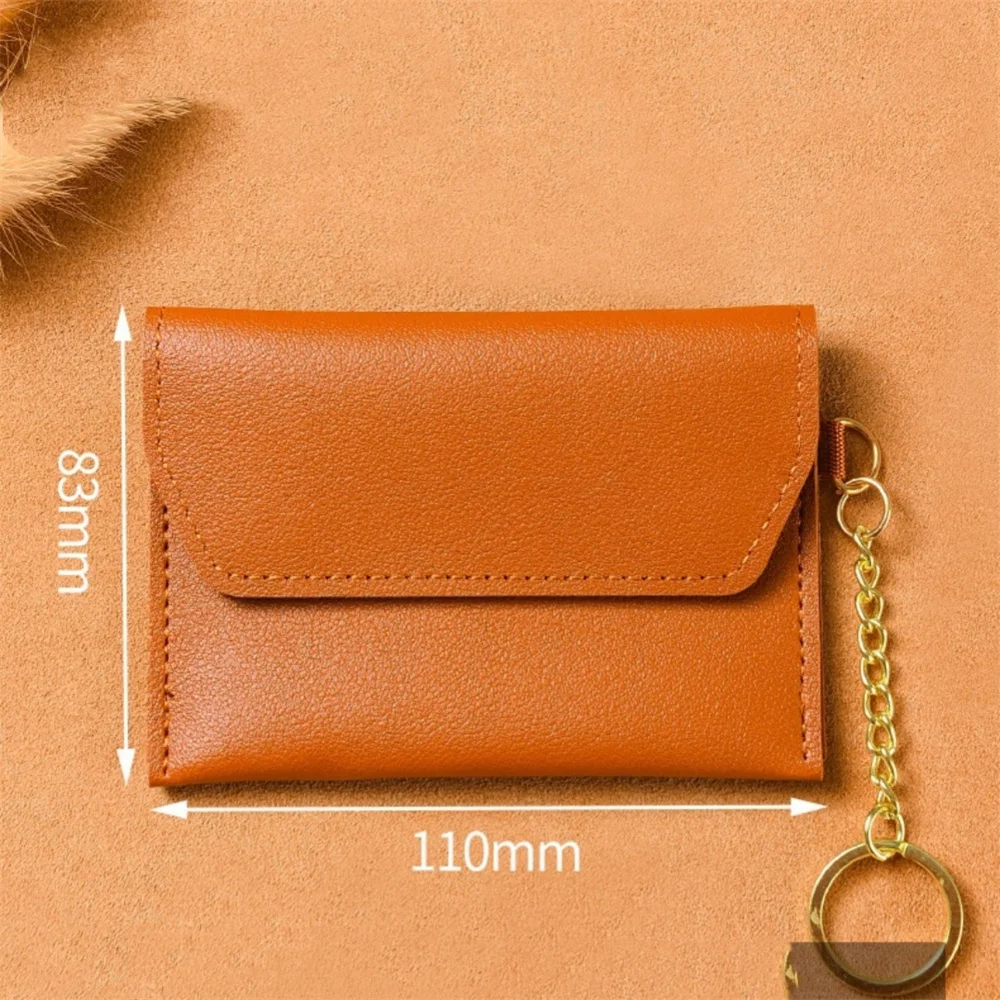 Women'S Ultra Thin Card Holder Wallet With Mini Keychain Pu Leather Card Holder Case Business Card Cover Lady Coin Money Pouch