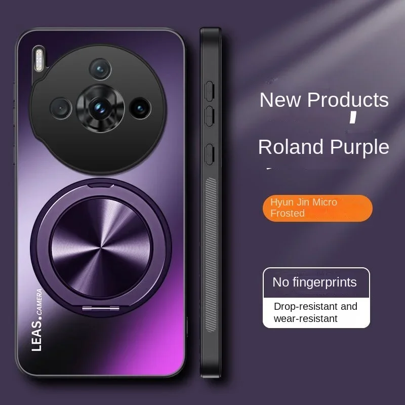 Shockproof Matte Case with 360° Rotating Ring Stand and Magnetic Back Cover