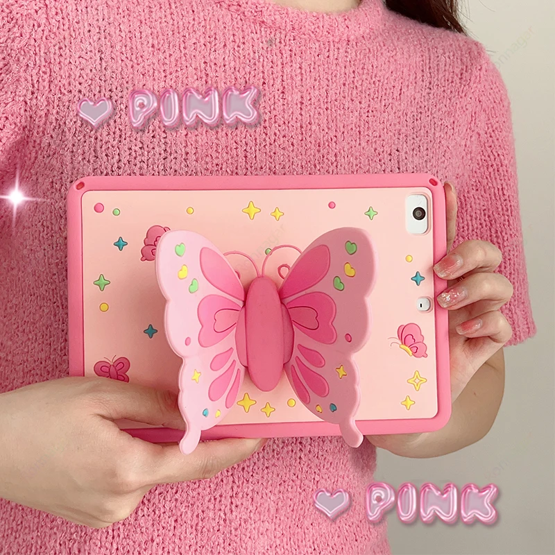 Butterfly Case para Apple Ipad Silicone Kids Case 9th 8th 7th Generation 10.2 2023 20232023 Air Pro 10.5 10.9 Pro 11 Mini 3d - Imagem 4