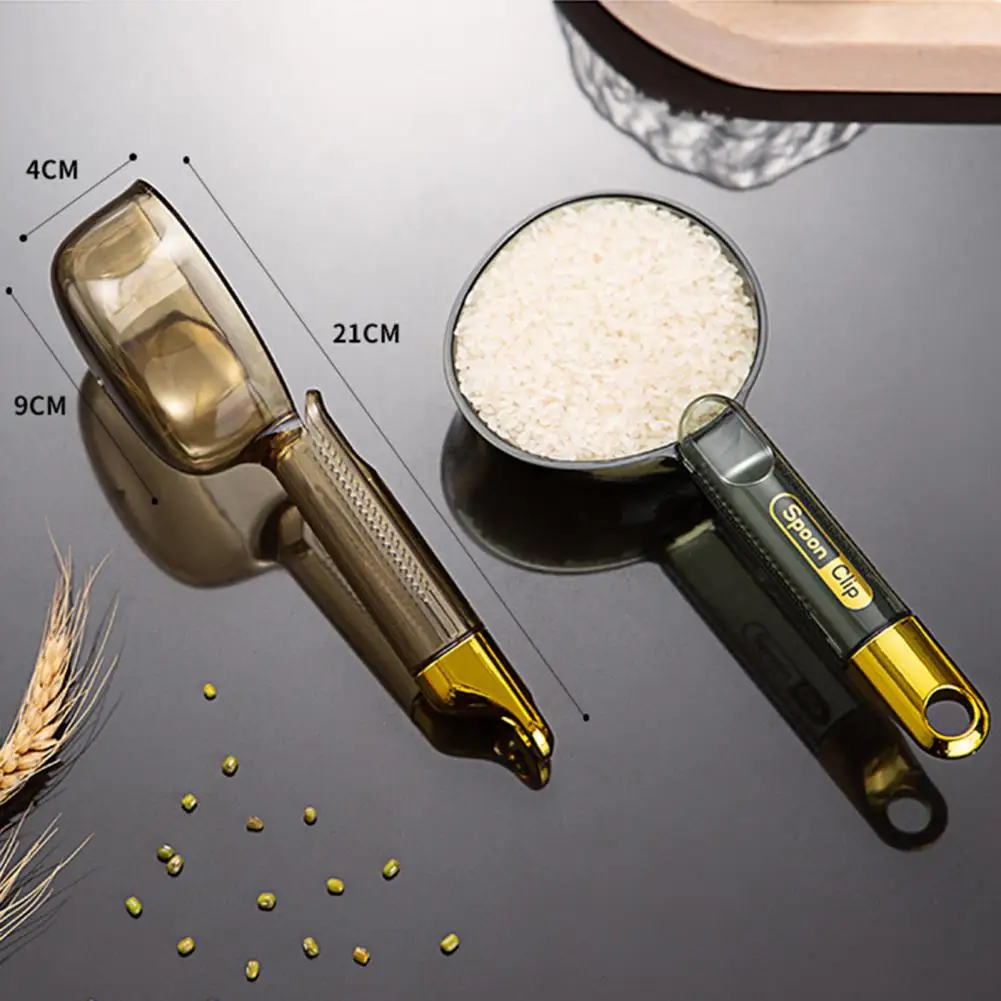 Rice Spoon Long Handle Comfortable Grip Space-saving Sealed Bag Clip Food Grade Kitchen Rice Shovel Flour Spoon for Kitchen