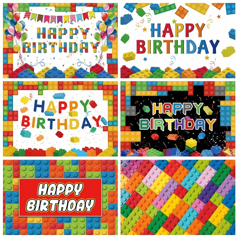 Toy Building Blocks 1st Birthday Boy And Girl Backdrop Baby Shower Party Decor Photography Background Photo Photographic Props photo backdrop photo wallpaper party decoration covers photo reflector props
