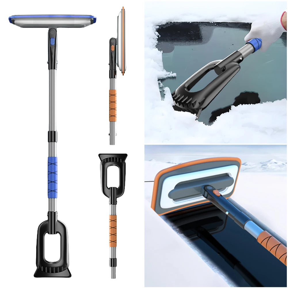 3-in-1 Extendable Ice Scraper 360&deg; Rotation Detachable Snow Shovel Anti-Slip Retractable Snow Remover Car Accessories