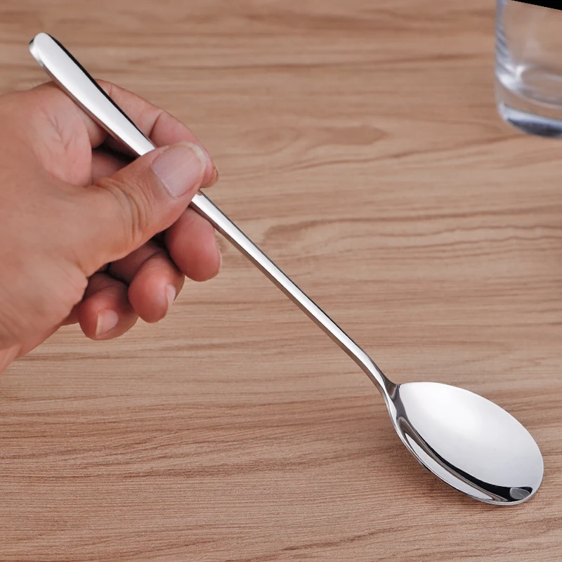 Long Handled Dinner Spoon Korean Style Stainless Steel Spoon for Ice Cream Dessert Cutlery Kitchen Tableware