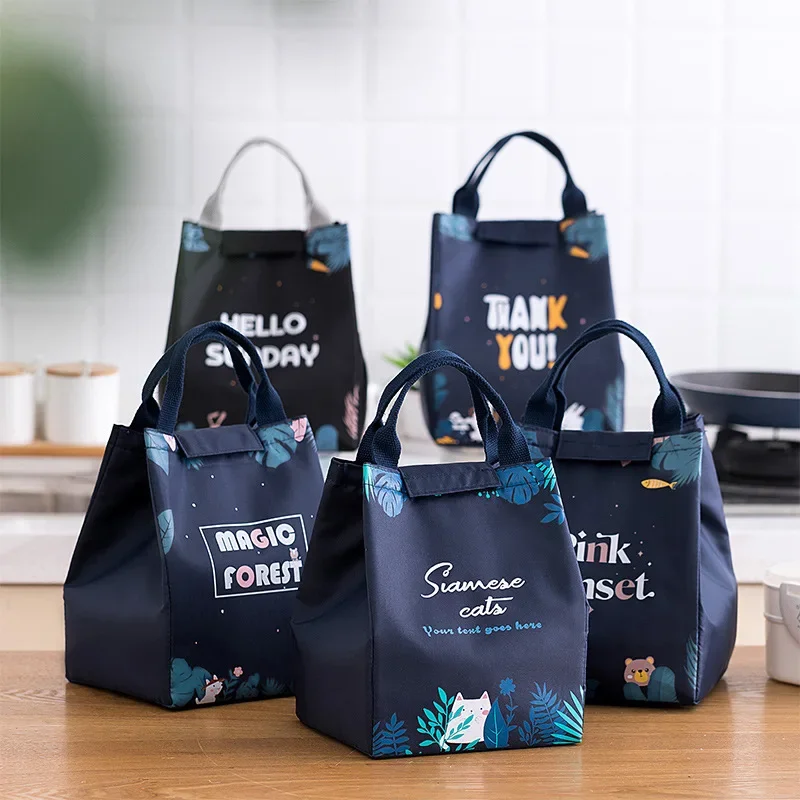 

Printed Waterproof Student Bento Bag Children's Insulated Cold Lunch Box Bag Outdoor Picnic Portable Lunch Box Storage