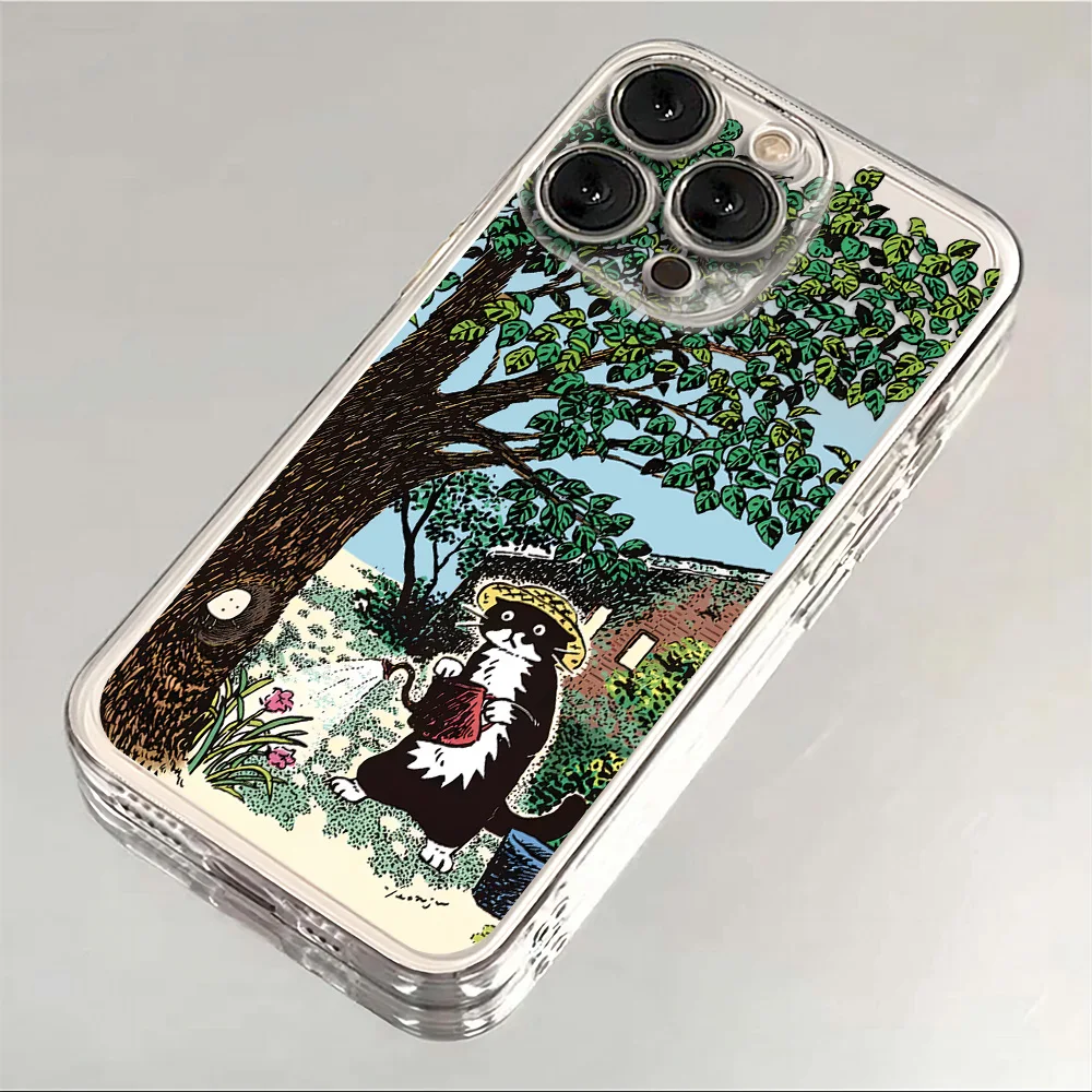 Charming Cartoon Black Cat Clear TPU Phone Case