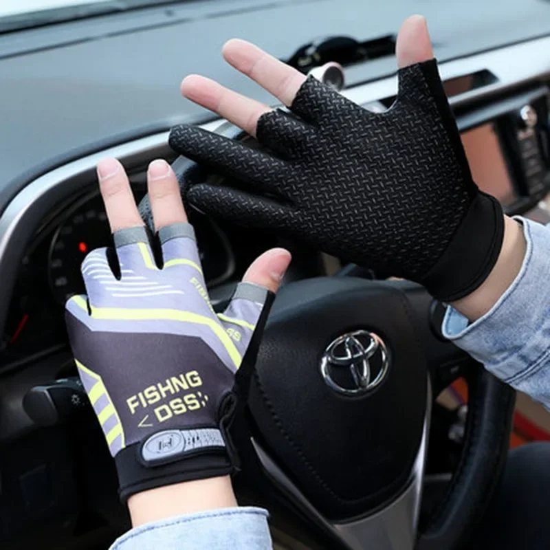 Fishing Cycling Gloves Men Summer Three Finger Cut