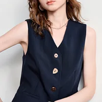 TOYOUTH Gilet court amincissant pour femme, style Old Money, en Lyocell et Lin, Nouvelle collection Été 2026, Hauts pull-over 4