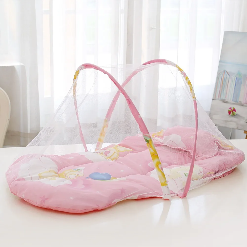 Crib Mosquito Net Baby Crib Baby Crib Mosquitoes Net Portable Foldable Infant Bed Household Anti-mosquito Mesh Cover with Cushions Small Pillows