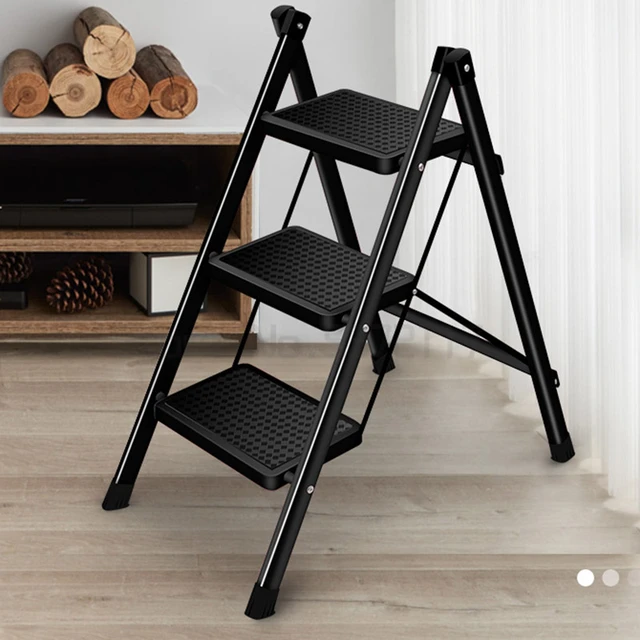 Escalera plegable de aluminio para el hogar, estructura estable, taburete  de cocina - AliExpress