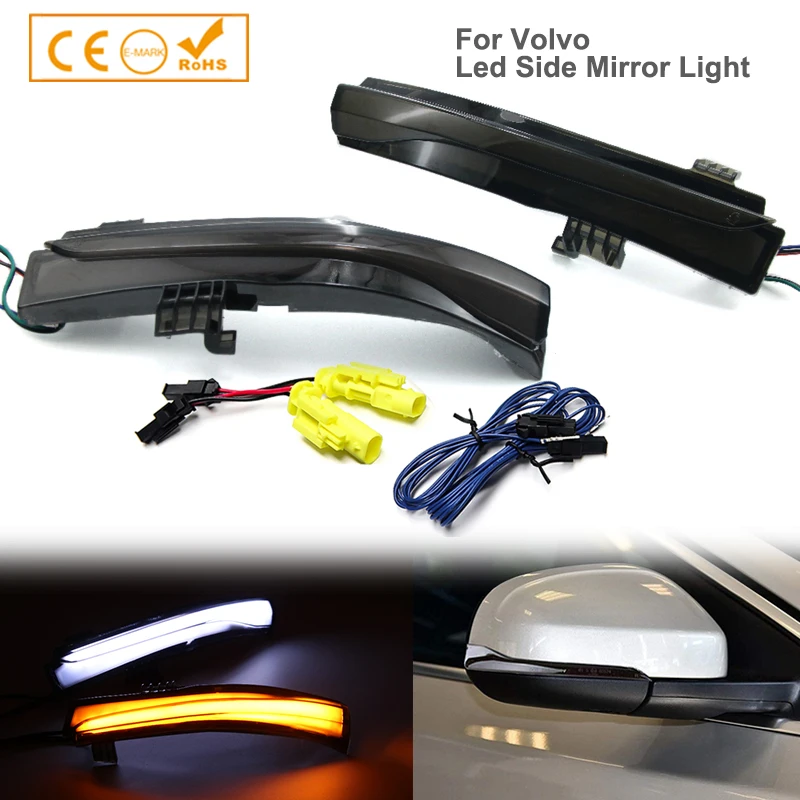 

2Pcs Smoked Dynamic LED Side Mirror Turn Signal Indicator Lamp For Volvo V40 V60 V70 S60 S80 XC60 D4 T5 T6 Daytime Running Light