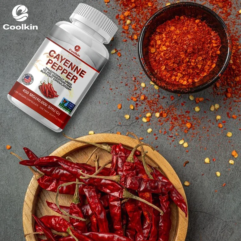 Cayenne Pepper Capsules Promotes Bones Joint and Heart Health Pain Relief Anti aging Improves Digestion Blood Circulation
