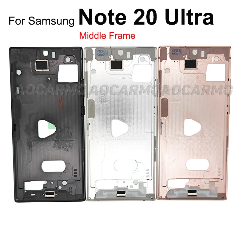 Aocarmo 삼성 갤럭시 노트 20 울트라 N9860 노트 20U 블랙 골드 화이트 미들 프레임 베젤, 전원 버튼 교체 부품
