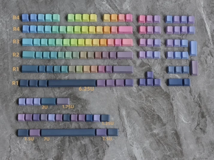 Gmk Aurora Keycaps Pbt Dye Subbed Side Backlit Key Caps Perfil Oem Keycap Gradiente Colorido para Teclado mx Switch Conjunto - Imagem 4