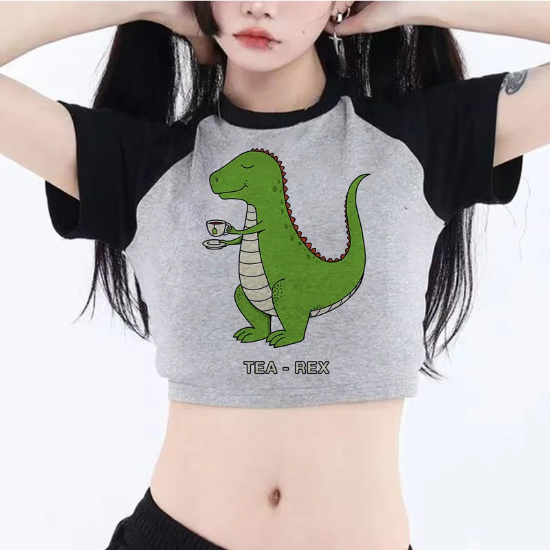 Trex Tea Gothic Vintage Goth Crop Top Girl Cyber Y2K Kawai Graphic Fairycore Abbigliamento