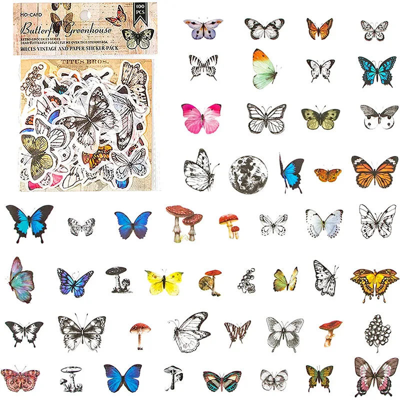 

100 Pcs Washi Aesthetic Stickers Vintage Scrapbook Stickers for Journaling Scrapbooking Stationary,Daily Planner,DIY Craft