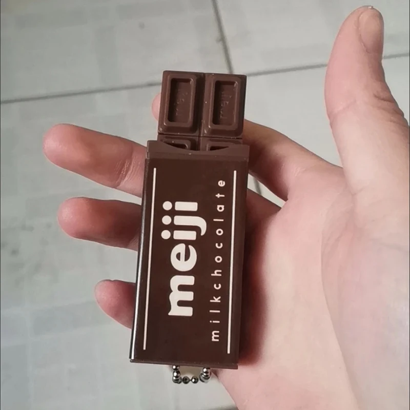 Hot Japanese Style Simulated Meiji Chocolate Fidget Toy Bendable Snap Stress Relief Keychain Pendant Creative Gift S Image 9