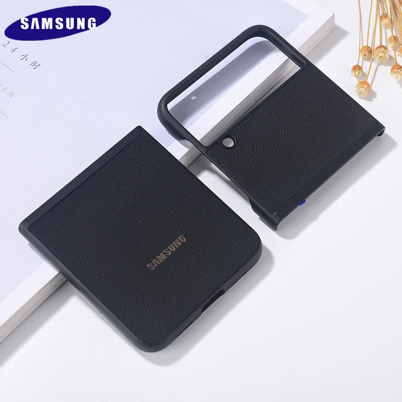 Z Flip 4 Samsung Genuine Case Leather Shells Leather Cases Zflip Case Original Aliexpress