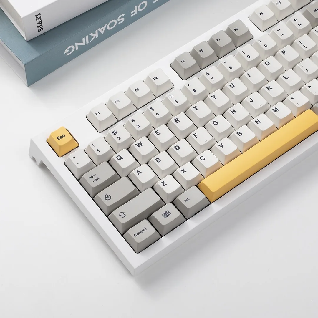 Gmk 9009 Keycap Perfil Cereja Pbt Sublimação de Tintura Inglês para Teclado Mecânico Teclado para Jogos Teclas Minimalistas