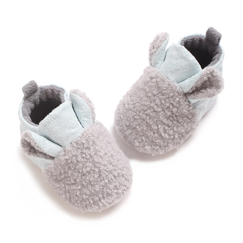 Baby Girl Boy Sock Shoes Fall Winter Warm Flats Soft Sole Crib Shoes for Newborn Toddlers Cute Fleece Patchwork Caual