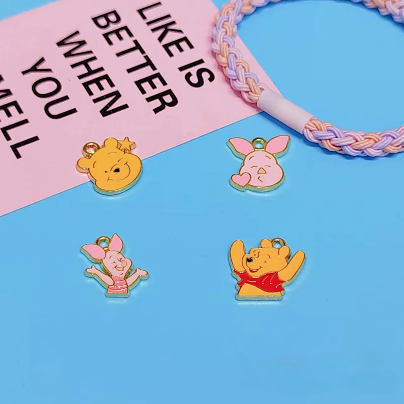

10PCS Disney Winnie The Pooh Piglet DIY Cartoon Accessories Sweet Cute Bracelet Necklace Keychain Pendant Handmade Material