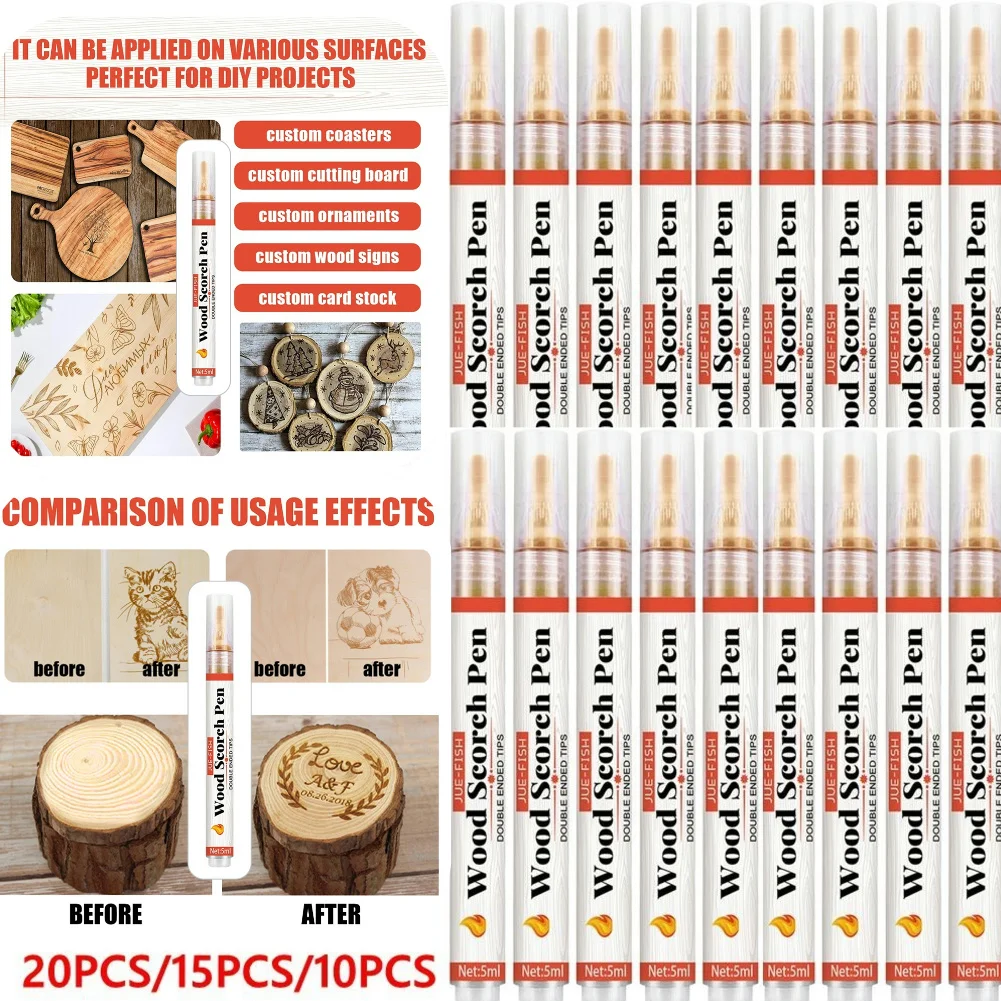 20-1pc Wood Burning Pen Non-Toxic Wood Scorch Pen Chemical Woodburning Tool Safe Burning Marker for Arts and Crafts wood burning pen