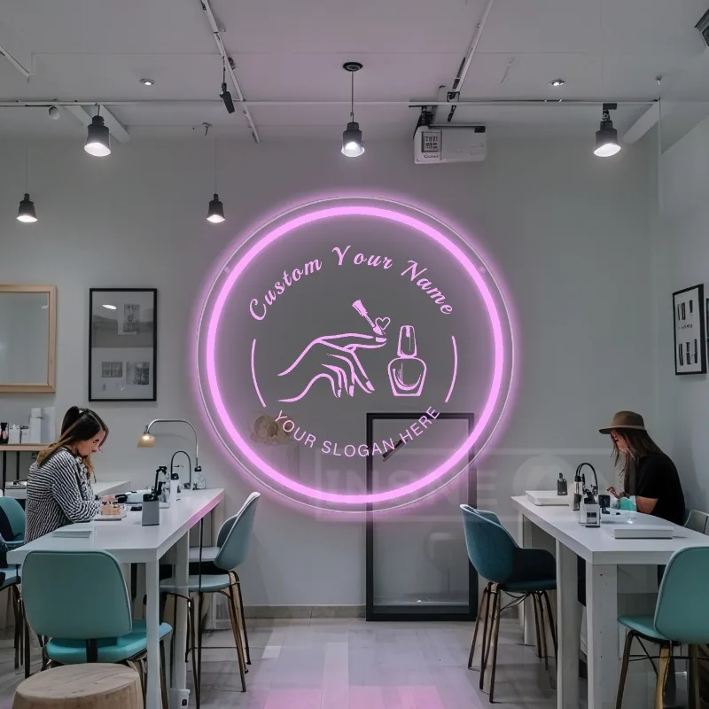 Personalized Pink LED Neon Sign with USB and Switch Control for Nail Salon and Home Décor
