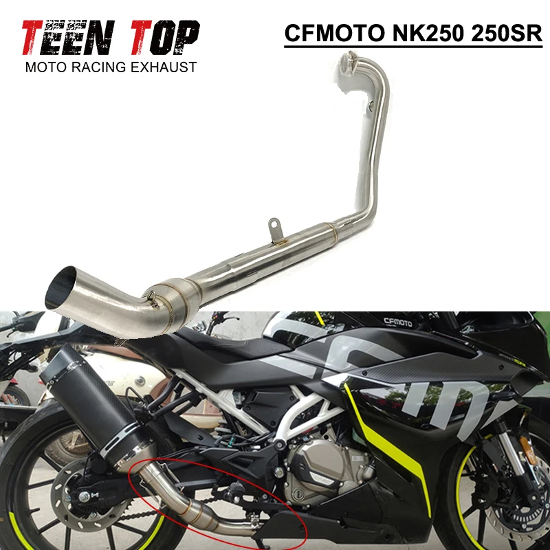 For CFMOTO NK250 NK 250 250SR Exhaust Stainless Steel Exhaust Pipe Motorcycle Exhaust Front Tube Escape Moto Silencer Bike Elbow