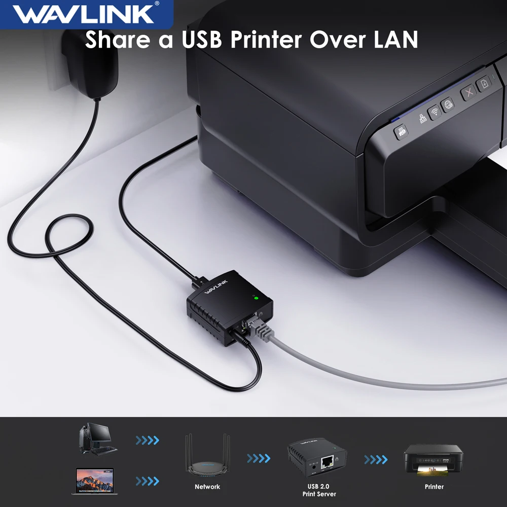 Adaptador de Compartilhamento de Porta Ethernet Servidor de Impressão Lpr Lrp Mft Impressora de Rede Lan Usb 2.0 10 Mbps 100mbps