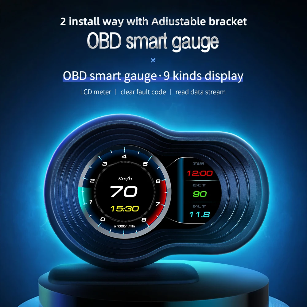 Head Up Display OBD2 Car HUD F9 Auto Smart Car On-board Computer Gauge Digital Speedometer Temperature Engine RPM Alarm