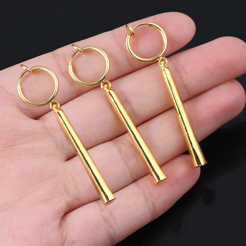 Kiss Jewelry Unisex 3Pcs/set Zoro Cosplay Earrings Prop for Women Men Long Column Pendant Drop Earrings Ear Clip Friends Gift