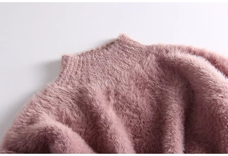 Winter Mink Faux Cashmere Thick Sweater Women Jumper White Pull Femme Loose Pullover Knitted Fluffy Sweaters For Women Winter