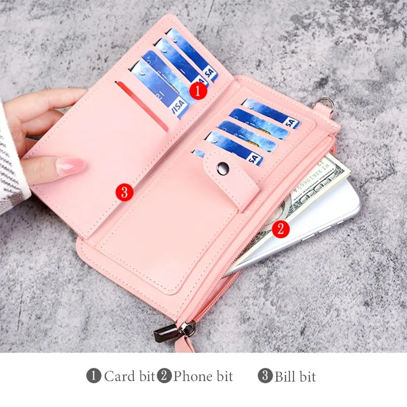 Women Long Wallet RFID Function Large Capacity Zipper Clutch Bag Phone Pocket Coin Pouch Card Holder PU Leather Money Purse 4