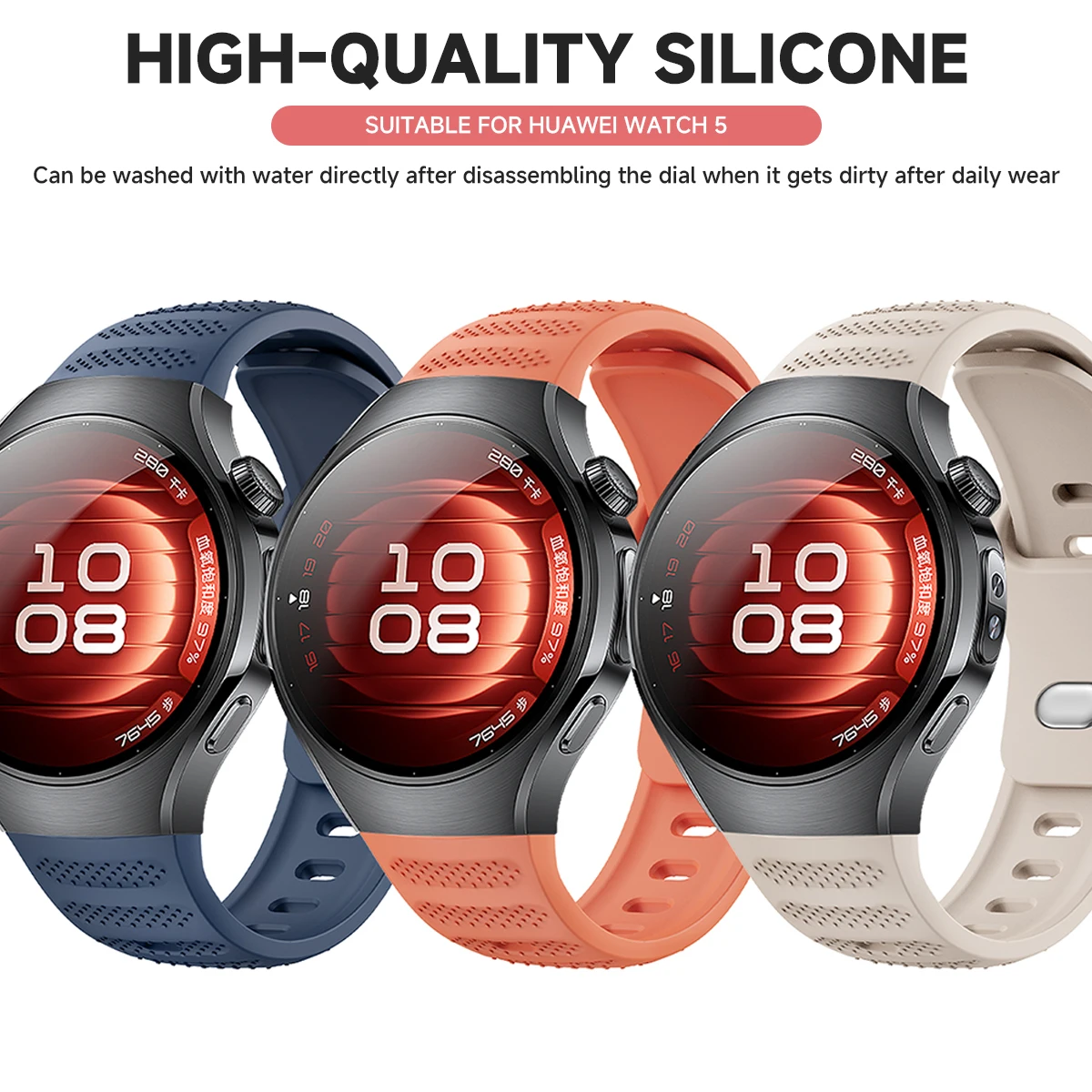 Premium No-Gap Soft Silicone Sport Watch Strap - Universal Fit