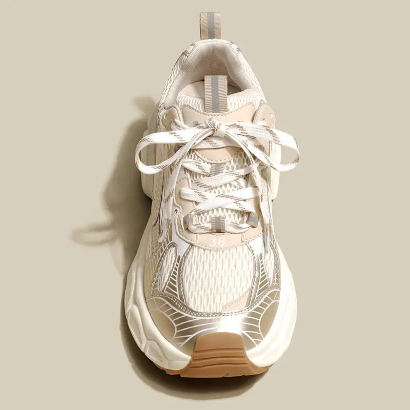 Designers White Sneakers Women Flats Shoes Lace Up   Vulcanize Shoes Female Mesh Wedge Platform Casual Zapatillas Mujer 2