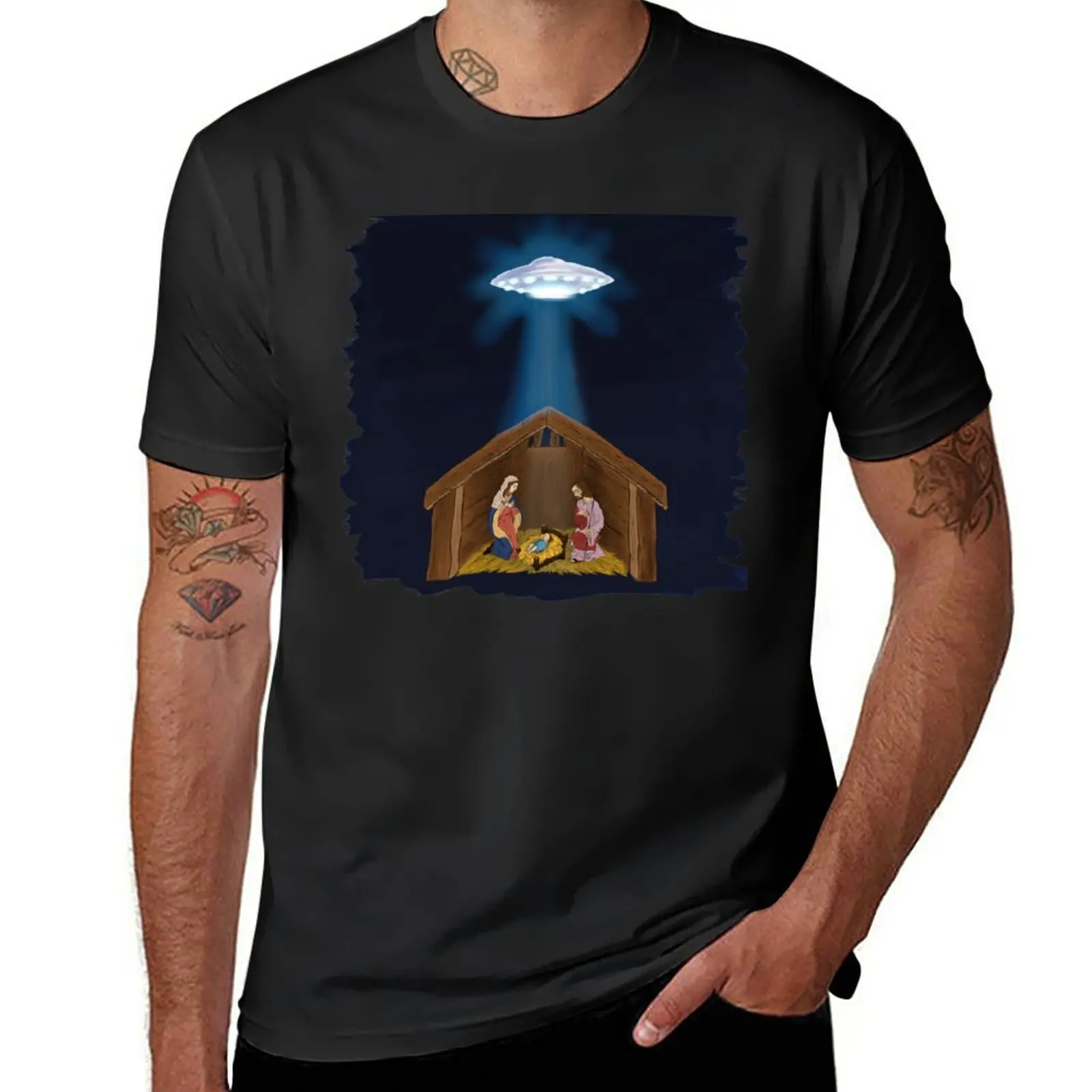 

New Jesus Nativity With UFO Star T-Shirt plain t-shirt mens graphic t-shirts pack