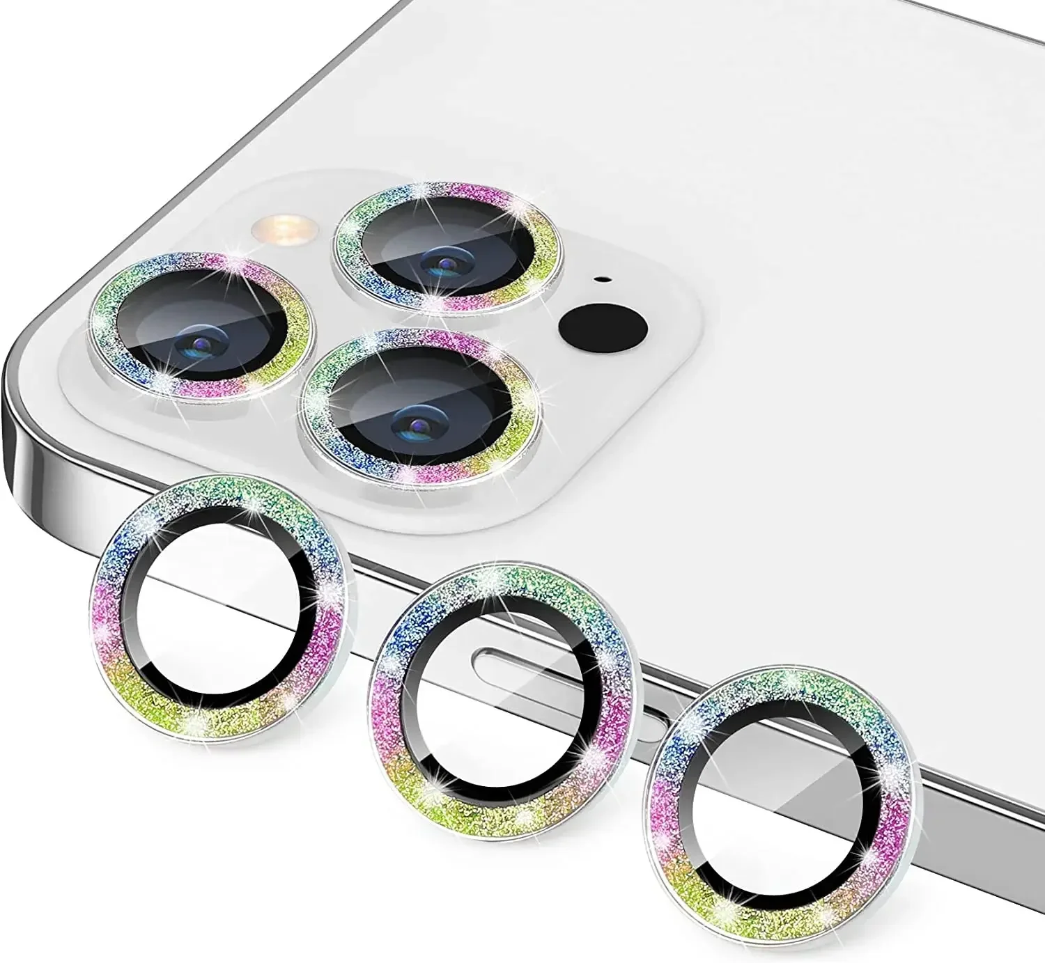 Blue Glitter Camera Lens Protector Cover - Tempered Glass Protection Accessories (2-3 Pieces)