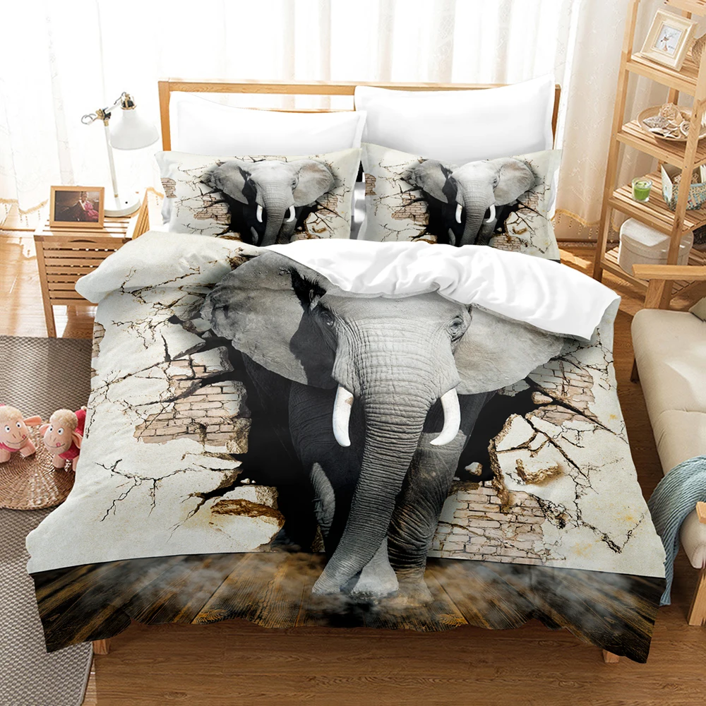 

Elephant Animal 3D Duvet Cover Bedding Set Polyester Pillowcases Quilt Cover Home Decor Gift Single Double Twin King Queen