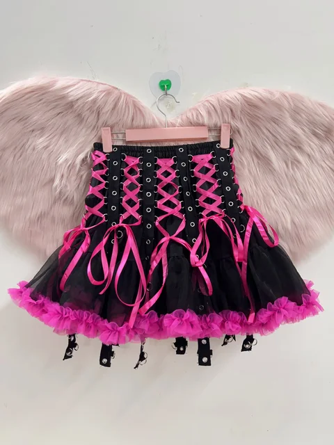 Lace Up Short Skirt with Chains 5