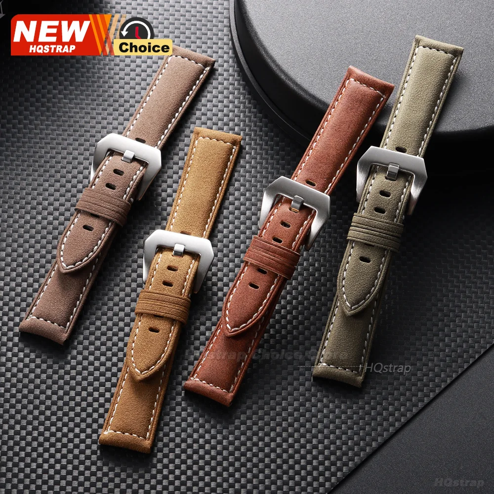 Handmade Matte Leather Watch Strap in Brown - Unisex Wristband, Multiple Width Options