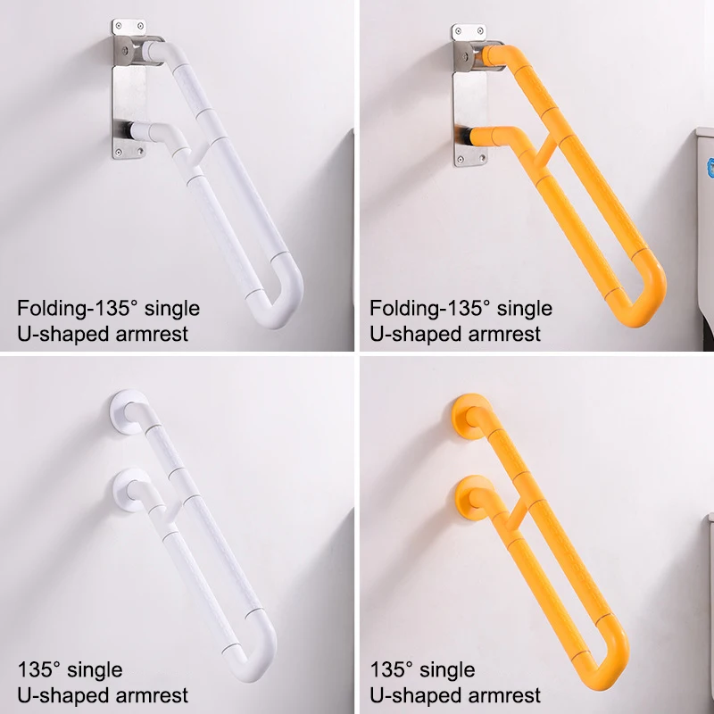 135 Folding Barrier-free Stainless Steel Toilet Safety Guards Wall Mounted Decorative For Elderly Disabled Handrail Handle