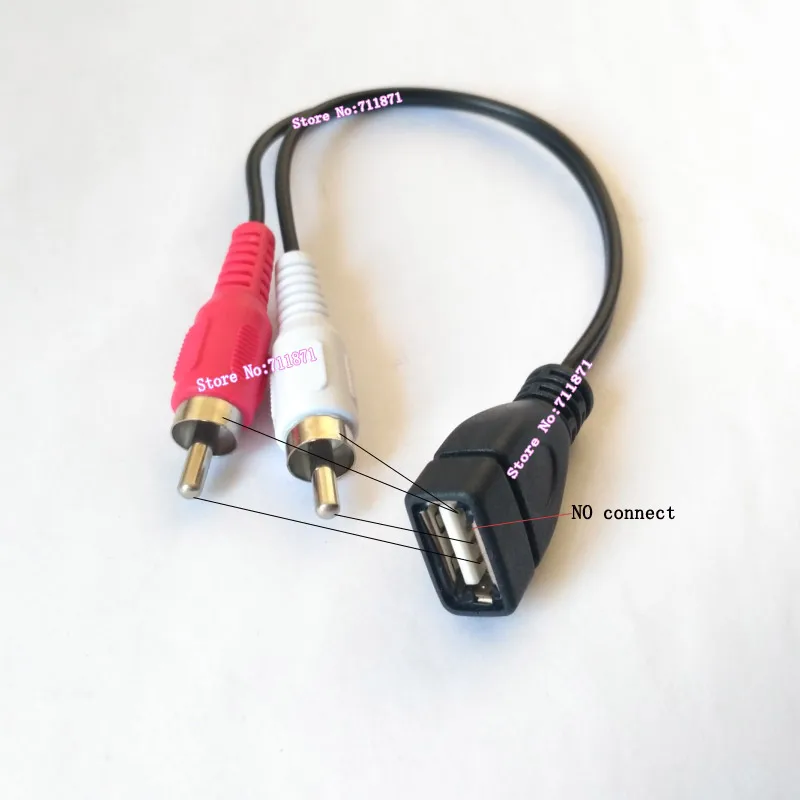 Usb 2 RAC cable Adapter Usb Female RCA Male Line connector 2 RCA Male Usb2.0 Female Cable Line Adapter connector USB to RCA