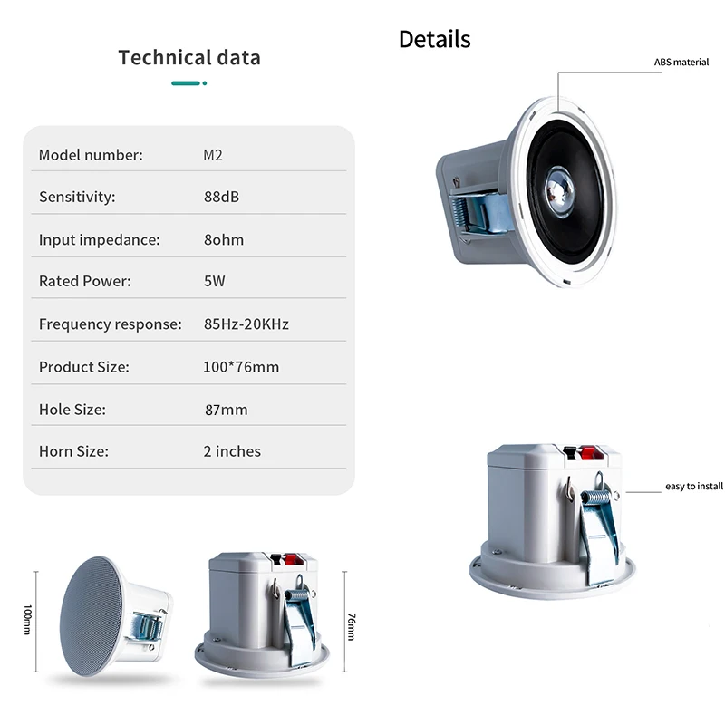 مكبر صوت سلبي للسقف للحمام ، مكبر صوت في السقف مقا...
