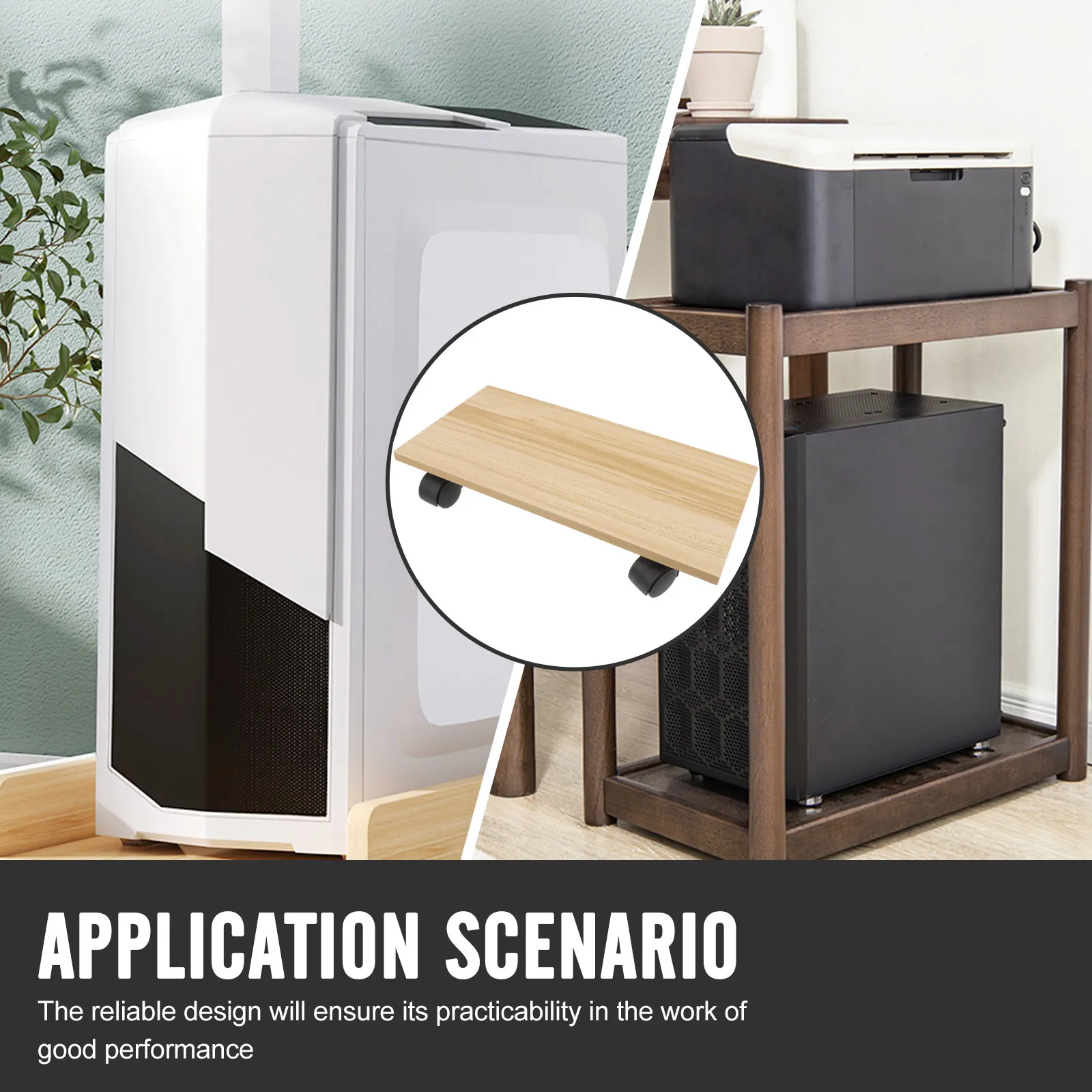 컴퓨터 타워 스탠드 데스크탑 나무 이동식 카트 롤링 PC 홀더 책상 아래 바닥 스탠드 컴퓨터 본체용 높이 조절 가능 베이스