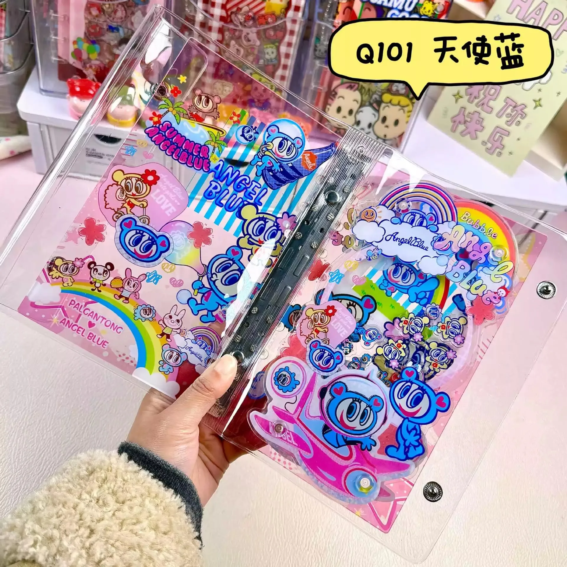 Japon Tamagotchi Akrilik A6 Gevşek Yapraklı Shaker Defter Sevimli Eğlenceli Mavi Su Damlası Tasarım Ayrılabilir Kart Kitap Öğrenci Hediye