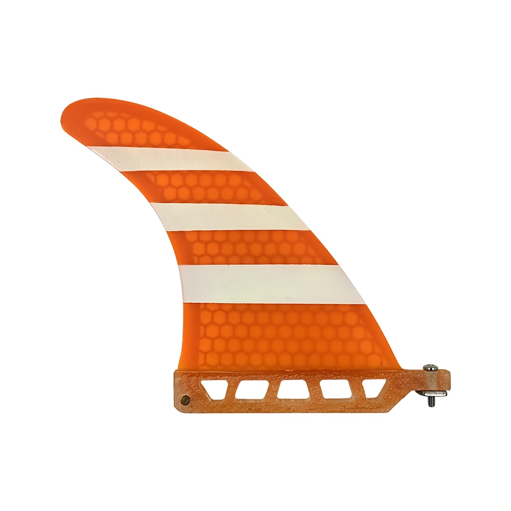 Longboard Fin With Screw 6inch Single Fin Centre Surfboard Quilha Sup Board Paddle Board Honeycomb Fibreglass Orange Surfing