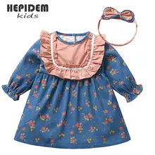 

HEPIDEM Kids Clothes Spring 2022 New Girls Long Sleeve Floral Princess Dress Toddler Fashion for Party Children Dresses 36002